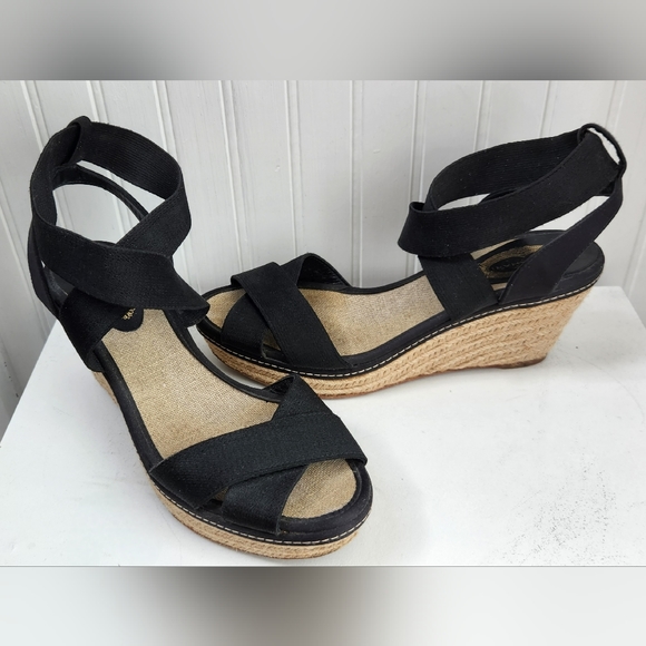 Elie Tahari Black Espradrille Platform Elastic Sandals EUC - Picture 4 of 10